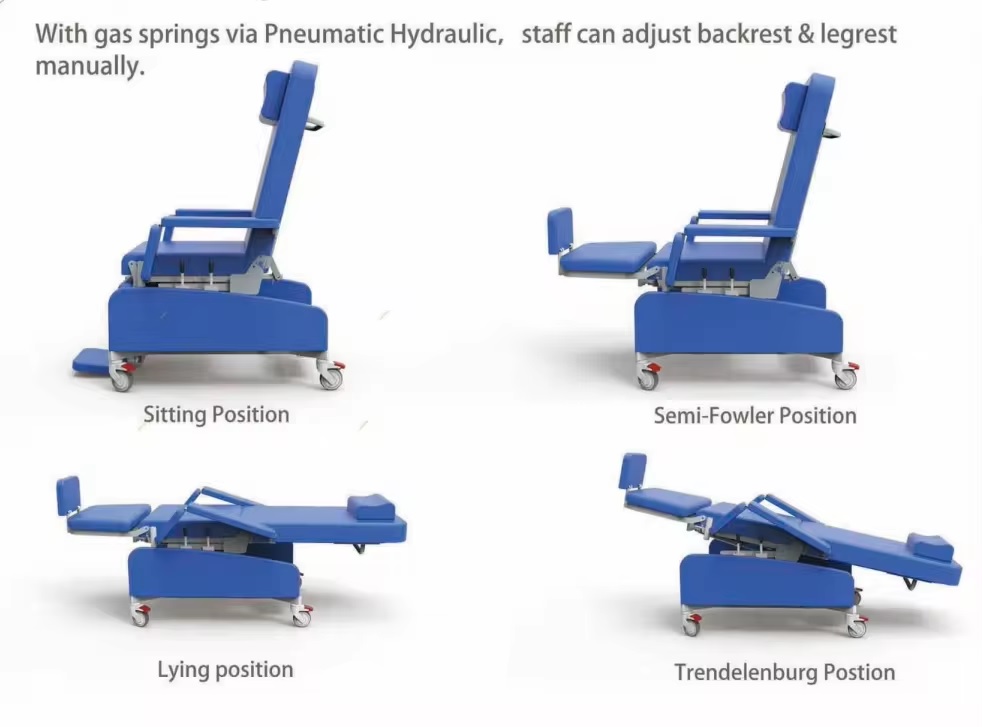 Fully adjustable patient chair Silla reclinable de hospital múltiple de posición múltiple, silla reclinable de hospital ajustable