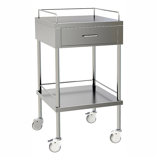 Carro de tratamiento médico de acero inoxidable con cajón