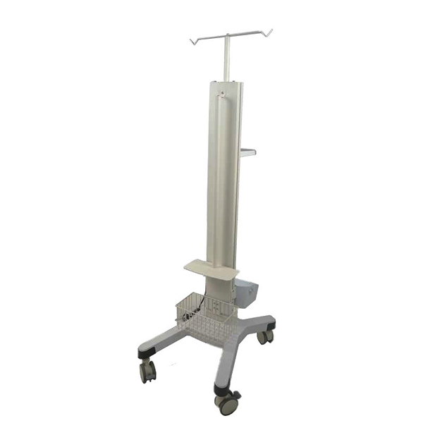  Trolley de infusión con canasta, sistema de gestión de cables y superficie desinfectable para uso hospitalario