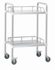 Carro de laboratorio de 2 niveles ZQ-SS500C de acero inoxidable con ruedas cerrables