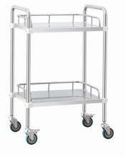 Carro de laboratorio de 2 niveles ZQ-SS500C de acero inoxidable con ruedas cerrables