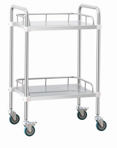 Carro de laboratorio de 2 niveles ZQ-SS500C de acero inoxidable con ruedas cerrables