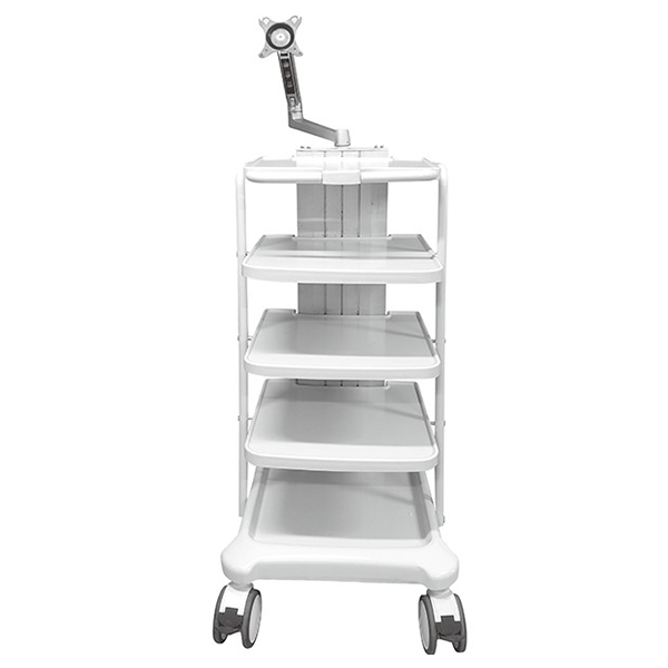 Trolley endoscopio de grado hospitalario con múltiples estantes y gestión de cables para equipos quirúrgicos