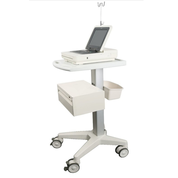 Cart de estación de trabajo de ultrasonido de aleación de aluminio con brazo de monitor y cajones cerrados para uso clínico