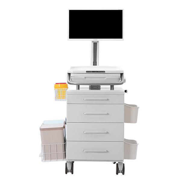 Cart de estación de trabajo de computadora médica ergonómica rodante con diseño de soporte de soporte