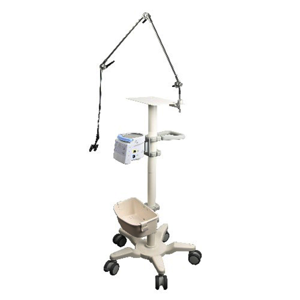Ventilador de aluminio Correo con estante ajustable, soporte de oxígeno y ruedas de freno