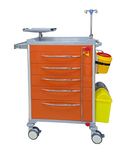 ZQ-ET650-B11 Camino de emergencia de cinco cajones con tablero de RCP y papel de desecho-Cartero médico