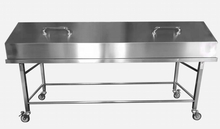 Carro mortuorio móvil de acero inoxidable ZQ-RD1519 con cubierta con bisagras