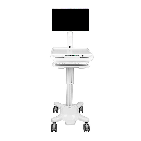 Carro de estación de trabajo de computadora móvil de aluminio con altura ajustable para el hospital TI usa