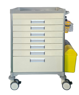 ZQ-MT650-B12 Cartro de tratamiento médico tranquilo con cerradura con 6 cajones y cuerpo de aluminio