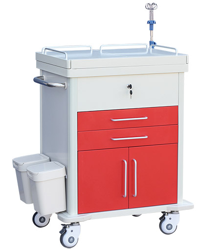 Carro de emergencia de primeros auxilios para hospitales ZQ-ET690-07H con tablero de RCP y ruedas 