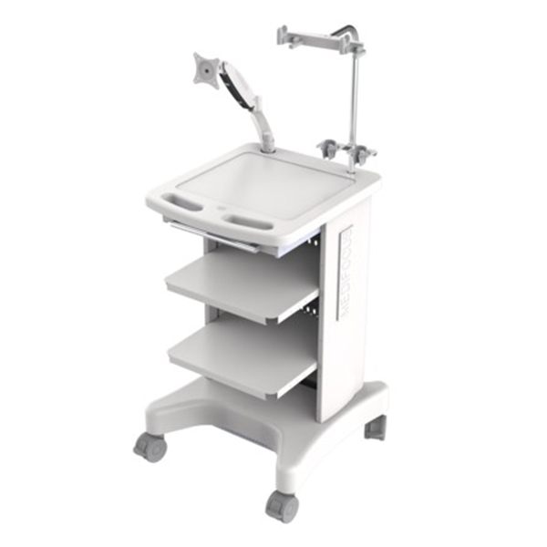 CARRO DE ENDOSCOPO AJUSTABLE compacto con cajones cerrables y marco duradero para aplicaciones médicas