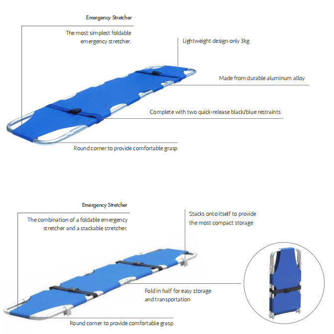 Camilla de emergencia desplegada para el transporte de pacientes
