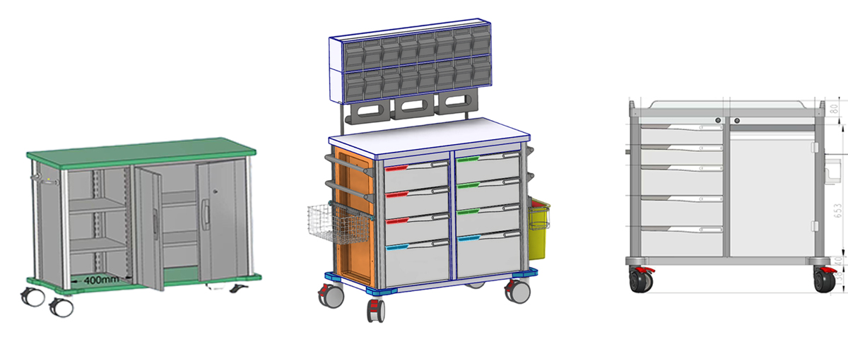Personalización de dimensiones de carros hospitalarios